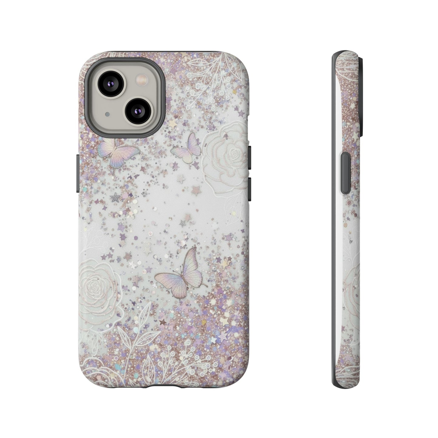 Butterfly Glitter Tough Phone Case — Floral Sparkle Protective Case