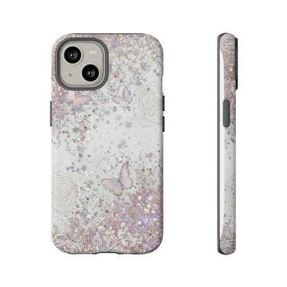 Butterfly Glitter Tough Phone Case — Floral Sparkle Protective Case