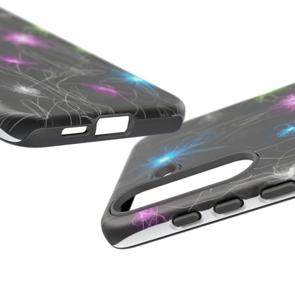 Neon Floral Tough Phone Case — Glow Flower Protective iPhone Cover