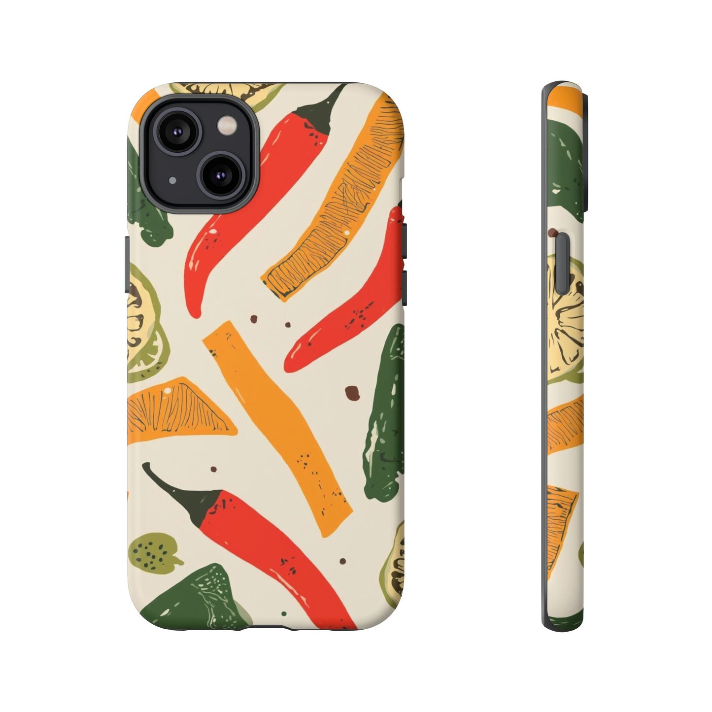 Spicy Peppers Phone Case – Colorful Chili, Lime & Citrus Pattern