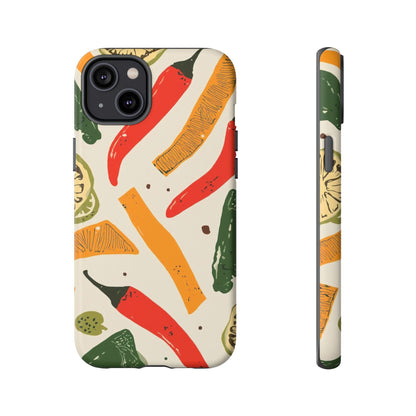 Spicy Peppers Phone Case – Colorful Chili, Lime & Citrus Pattern