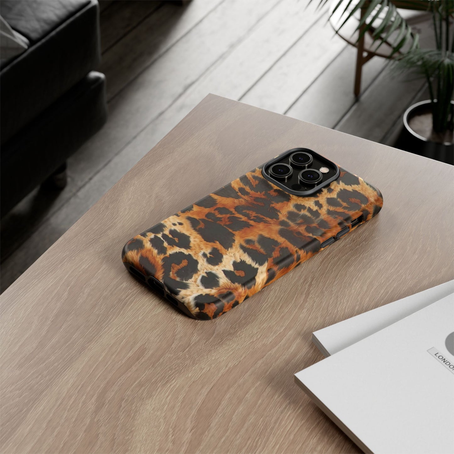 Leopard Print Tough Phone Case – Rugged Protective iPhone Cover