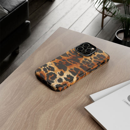 Leopard Print Tough Phone Case – Rugged Protective iPhone Cover