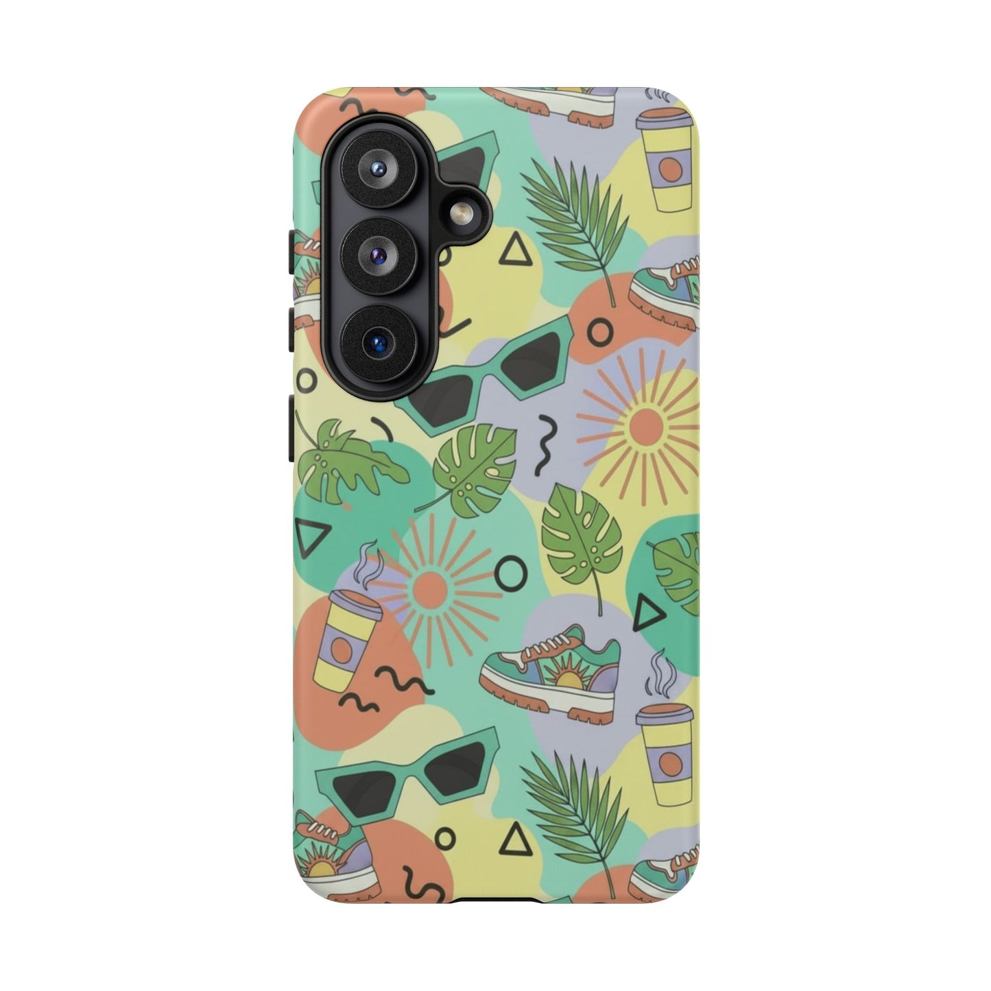 Tropical Summer Phone Case — Retro Sunglasses, Sneakers & Palm Pattern