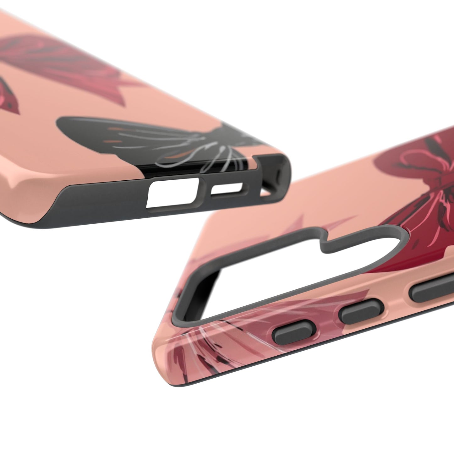 Bow Pattern Tough Phone Case — Pink, Red & Black Decorative Bows