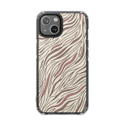 Clear Magnetic Phone Case — Neutral Beige Abstract Zebra Print