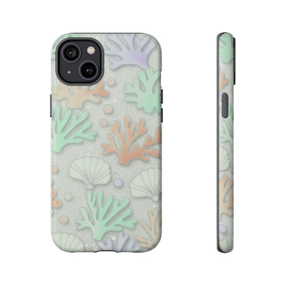Pastel Coral Reef Tough Phone Case – Sea Shell & Coral Pattern Durable Protector