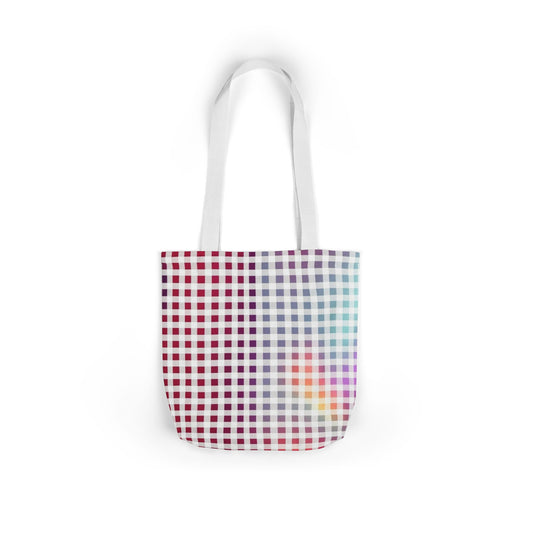 Checkerboard Rainbow Tote Bag — Colorful Gingham Canvas Tote