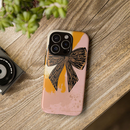 Bow Brushstroke Tough Phone Case — Pink & Mustard
