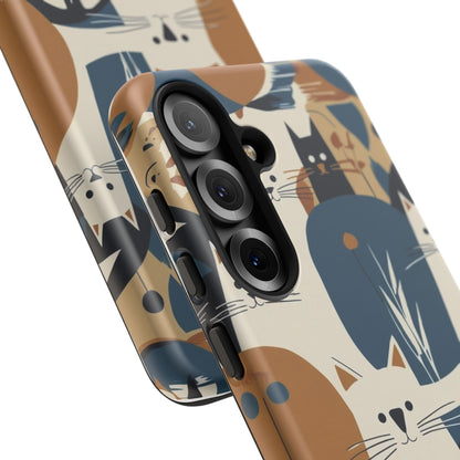 Cat Pattern Phone Case – Retro Abstract Cats Protective iPhone Cover