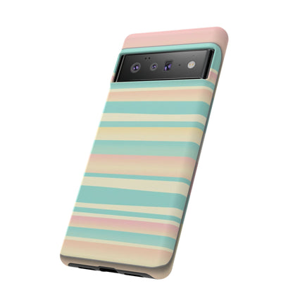 Pastel Striped Tough Phone Case — Mint, Peach & Cream Protective Cover