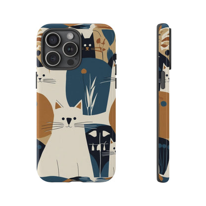 Cat Pattern Phone Case – Retro Abstract Cats Protective iPhone Cover