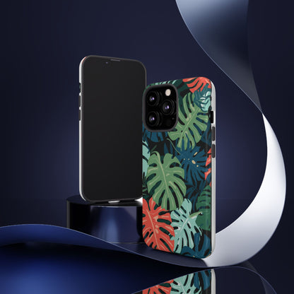 Tropical Monstera Phone Case — Colorful Leaf Protective Tough Case