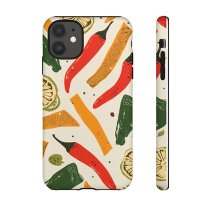 Spicy Peppers Phone Case – Colorful Chili, Lime & Citrus Pattern