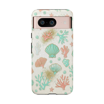 Seashell Coral Phone Case — Pastel Beach Shells Protective Tough Case