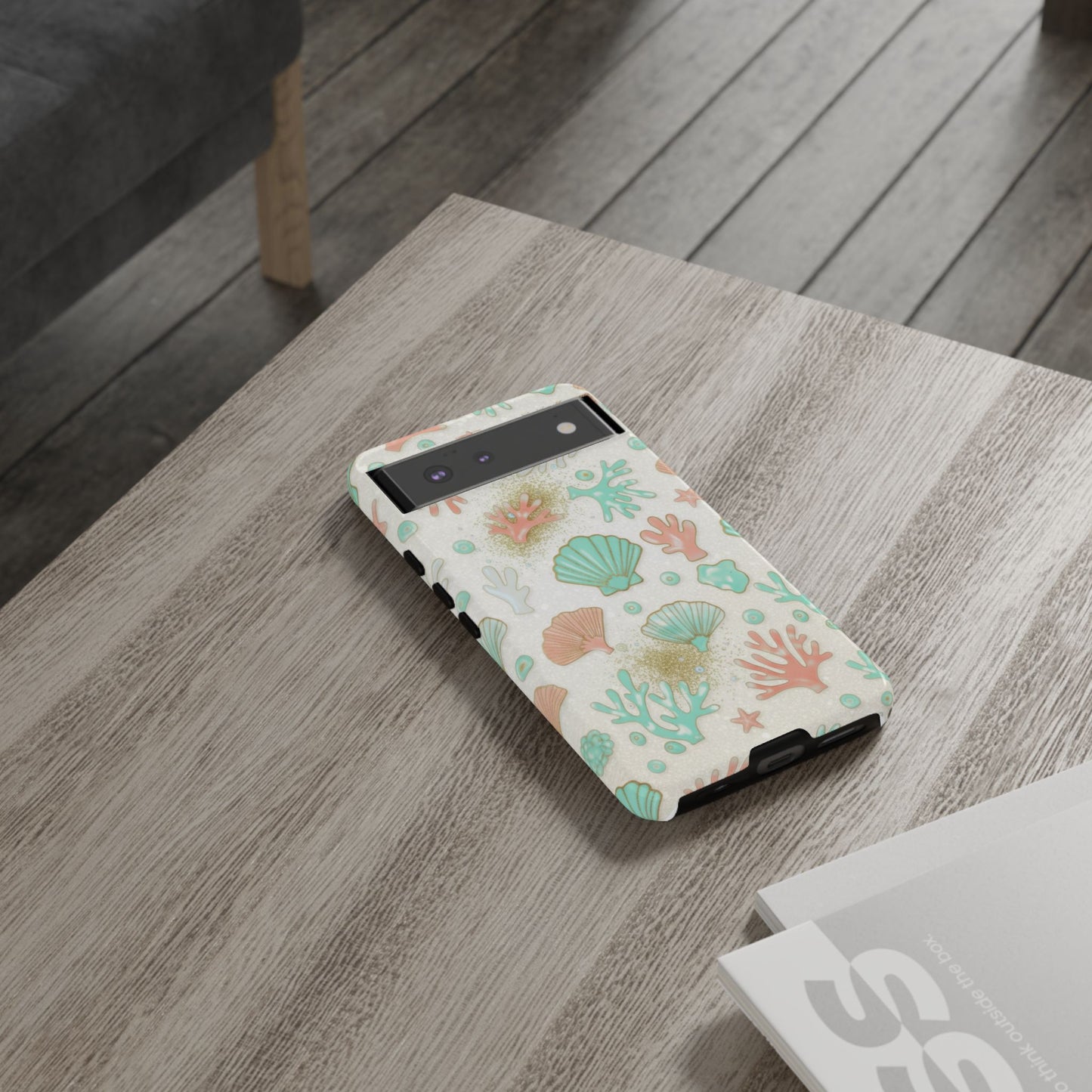 Seashell Coral Phone Case — Pastel Beach Shells Protective Tough Case