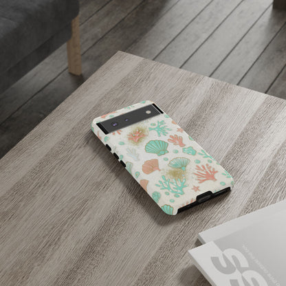 Seashell Coral Phone Case — Pastel Beach Shells Protective Tough Case