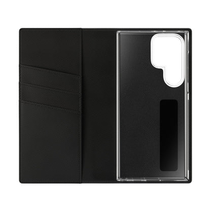 Checkered Flip Phone Case – Black & Cream Retro Grid Wallet Case