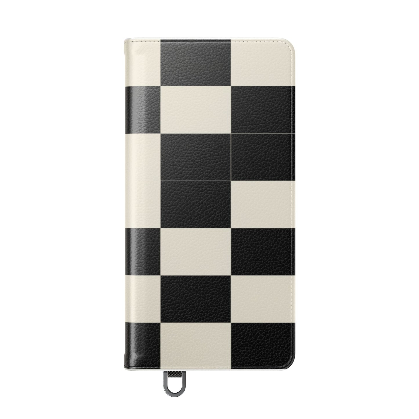 Checkered Flip Phone Case – Black & Cream Retro Grid Wallet Case