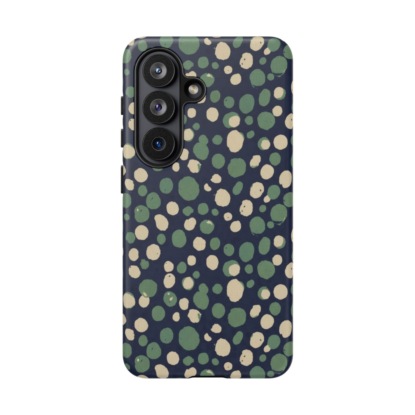 Phone Case - Navy Green Abstract Dot Protective Cover