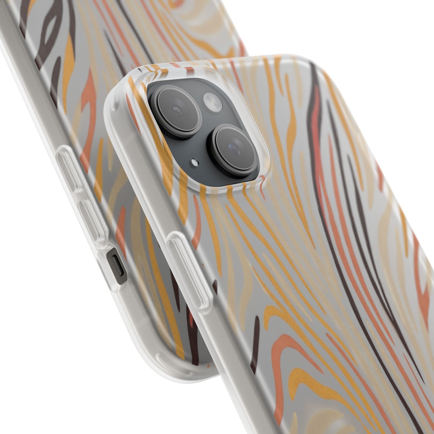 Marbled Neutral Stripe Phone Case — Abstract Beige & Terracotta Flexi Case