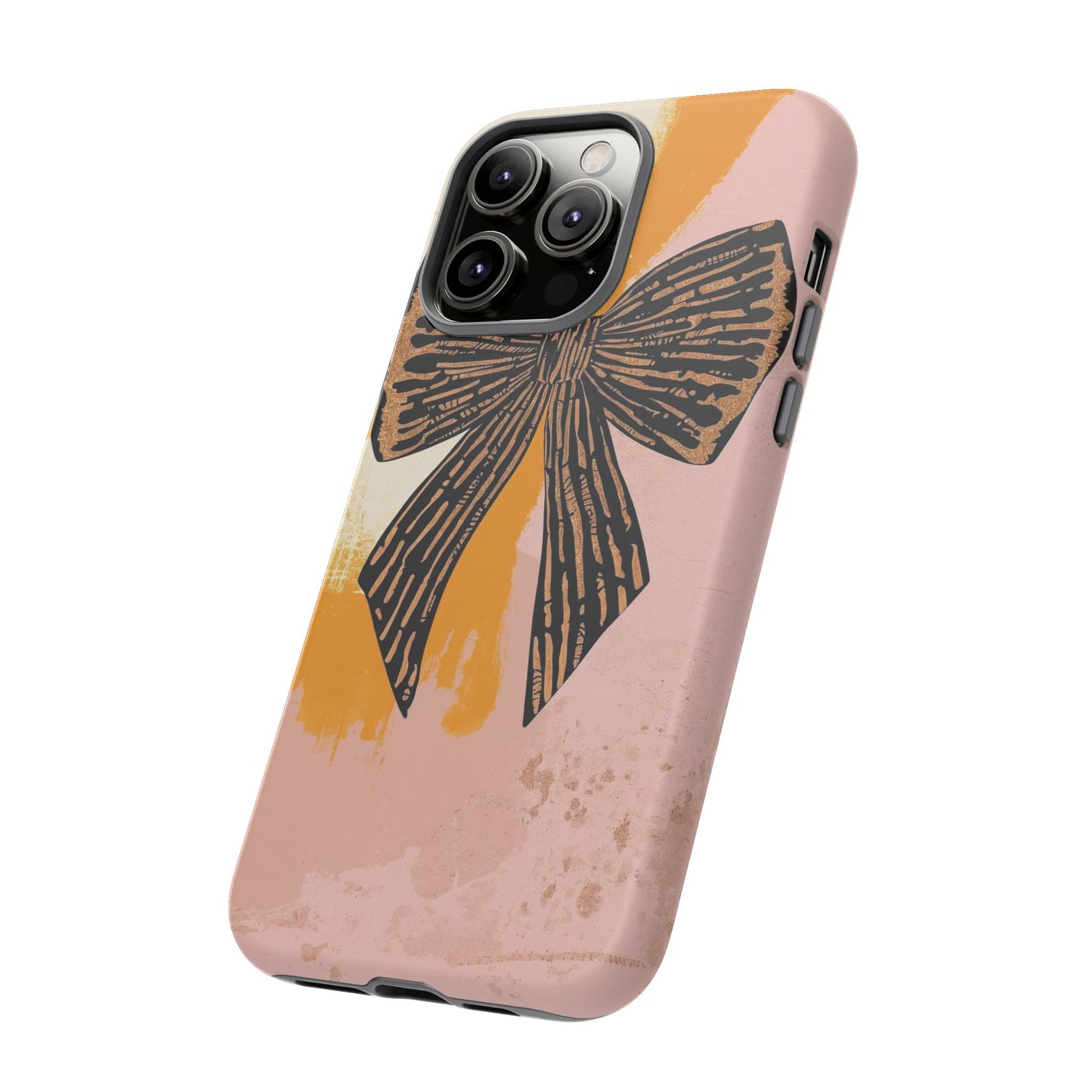 Bow Brushstroke Tough Phone Case — Pink & Mustard