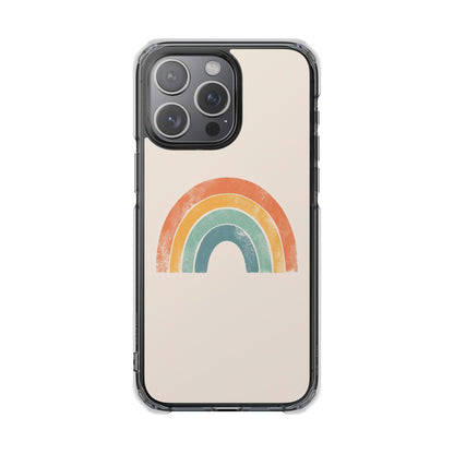 Clear Impact Phone Case — Pastel Boho Rainbow Design, Magnetic Compatible