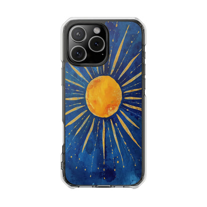 Sunburst Sky Magnetic Clear Phone Case — Protective Artistic Sun Design