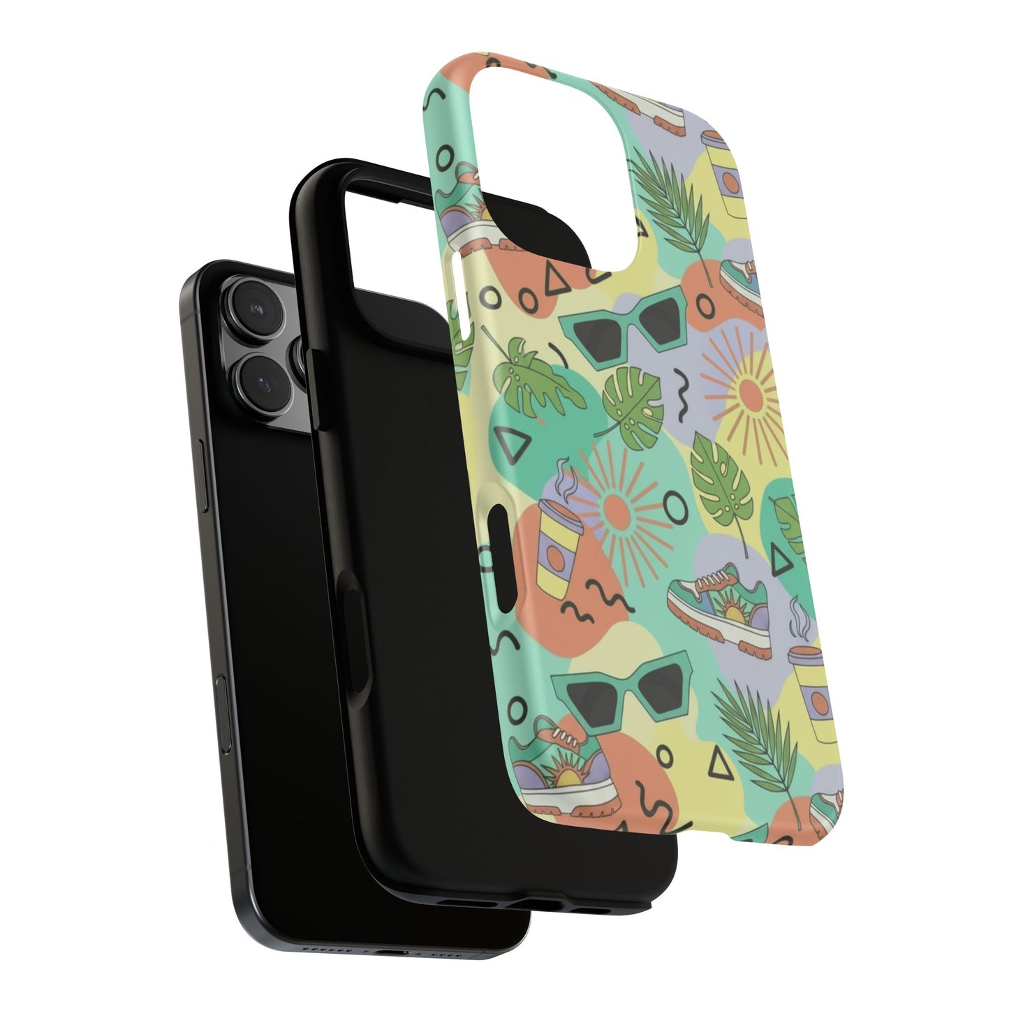 Tropical Summer Phone Case — Retro Sunglasses, Sneakers & Palm Pattern