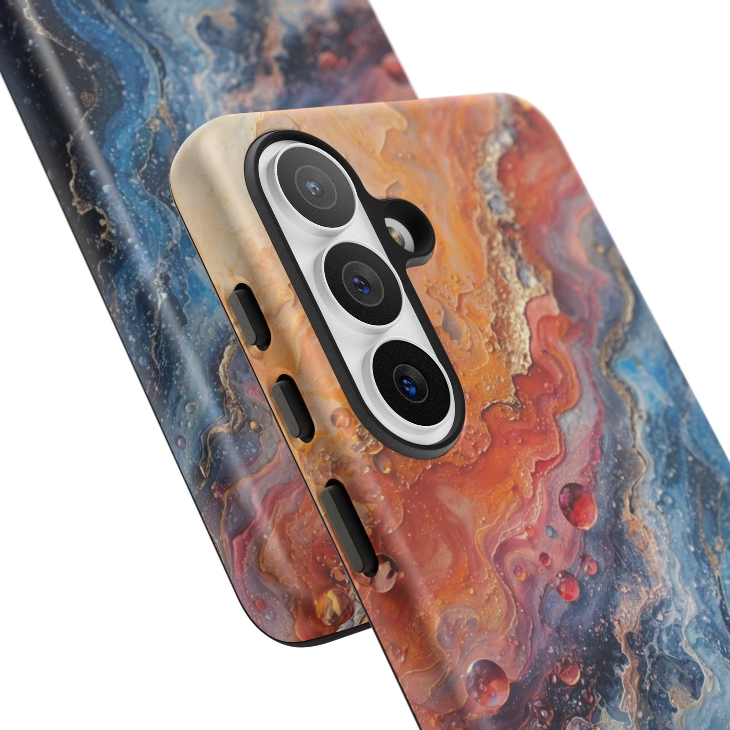 Marbled Galaxy Tough Phone Case — Abstract Blue & Coral Protective Cover