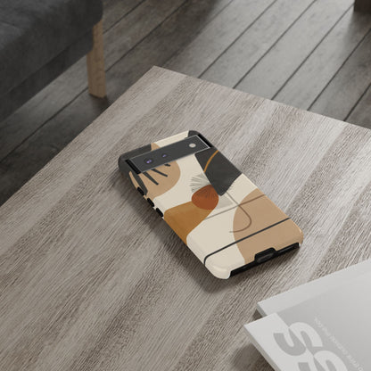 Abstract Earth Tone Phone Case — Mid-Century Minimalist Tough Case