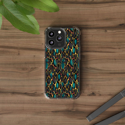Teal Gold Leopard Clear Phone Case