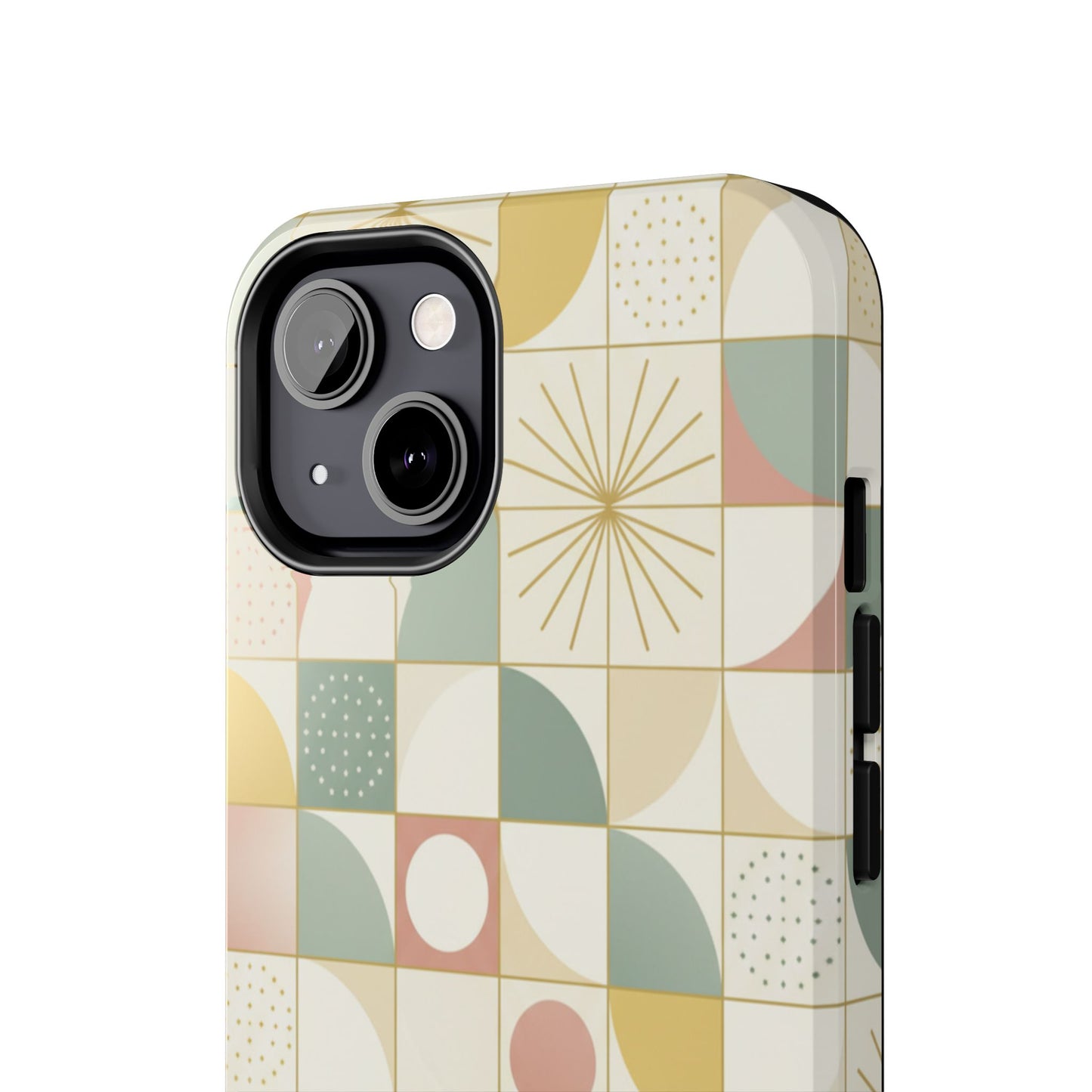 Retro Geometric Tough Phone Case — Pastel Midcentury Pattern