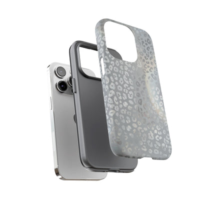 Grey Leopard Print Tough Phone Case — Durable Protective iPhone Cover