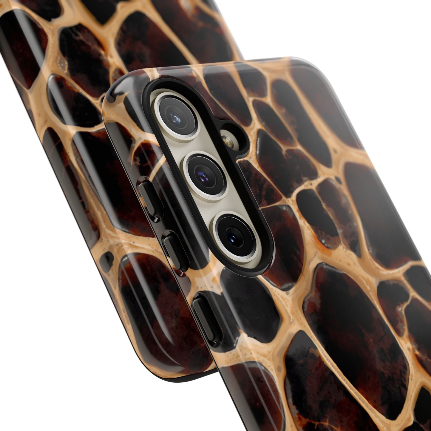 Phone Case — Brown Leather Dot Texture Rugged Protective Cover