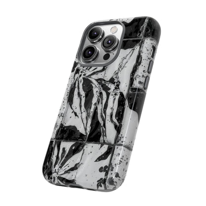 Monochrome Tile Floral Tough Phone Case
