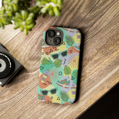 Tropical Summer Phone Case — Retro Sunglasses, Sneakers & Palm Pattern
