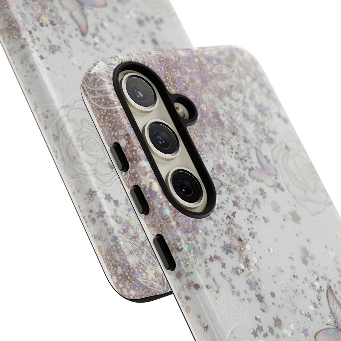 Butterfly Glitter Tough Phone Case — Floral Sparkle Protective Case