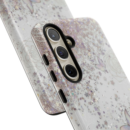 Butterfly Glitter Tough Phone Case — Floral Sparkle Protective Case
