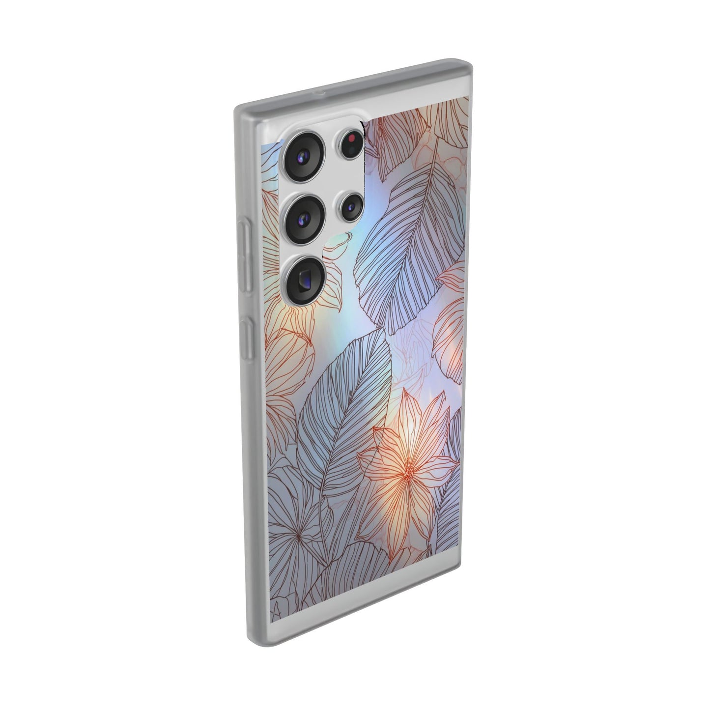 Floral Holographic Phone Case — Iridescent Leaves & Flowers Flexi Case