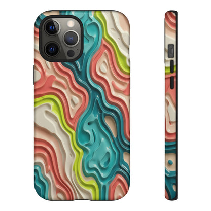 Abstract Contour Phone Case — Colorful Topographic Pattern Tough Case