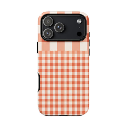 Buffalo Check Tough Phone Case — Orange Gingham Protective Cover