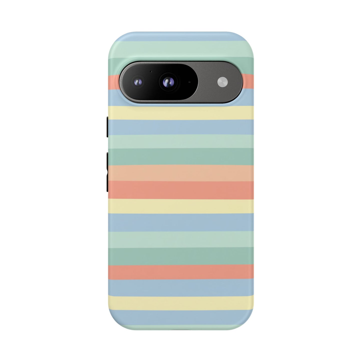 Pastel Striped Phone Case — Retro Horizontal Multi-Color Tough Case