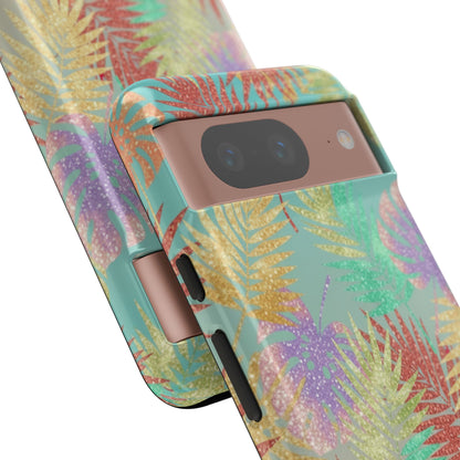 Tropical Palm Leaf Tough Phone Case – Colorful Pastel Botanical Protection