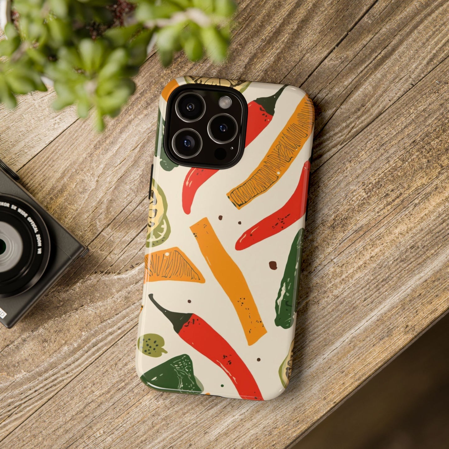 Spicy Peppers Phone Case – Colorful Chili, Lime & Citrus Pattern