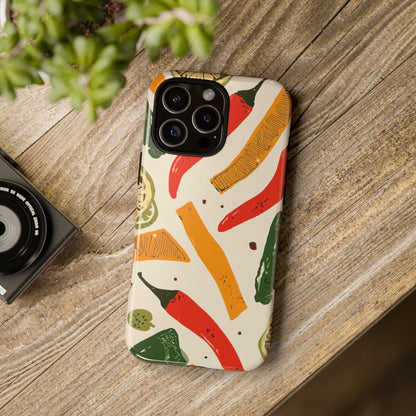 Spicy Peppers Phone Case – Colorful Chili, Lime & Citrus Pattern