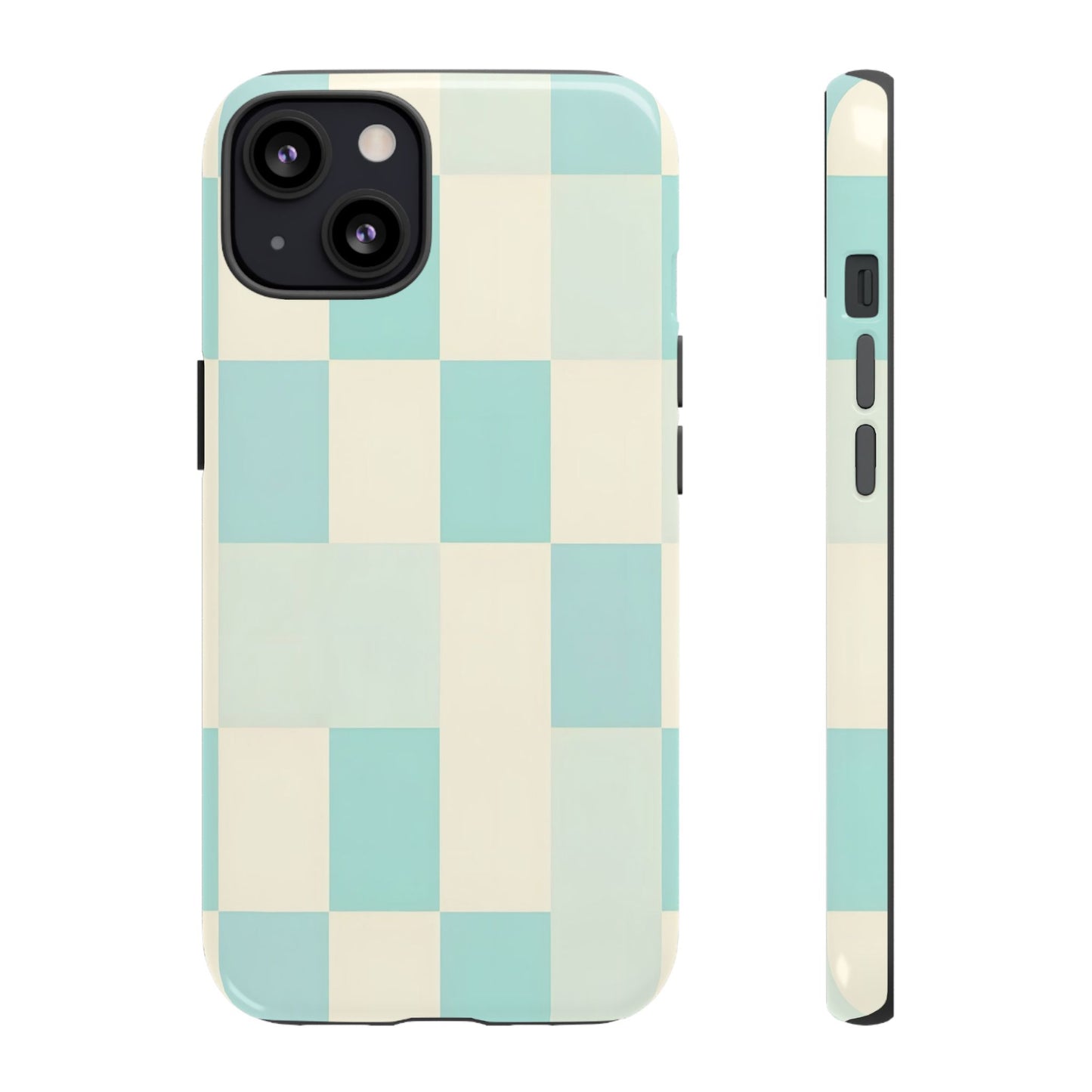 Pastel Checkerboard Tough Case – Mint & Cream Protective Phone Cover