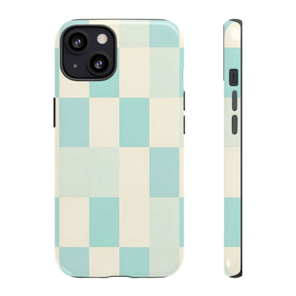 Pastel Checkerboard Tough Case – Mint & Cream Protective Phone Cover