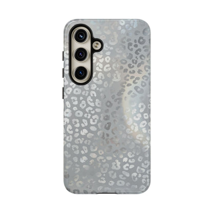 Grey Leopard Print Tough Phone Case — Durable Protective iPhone Cover