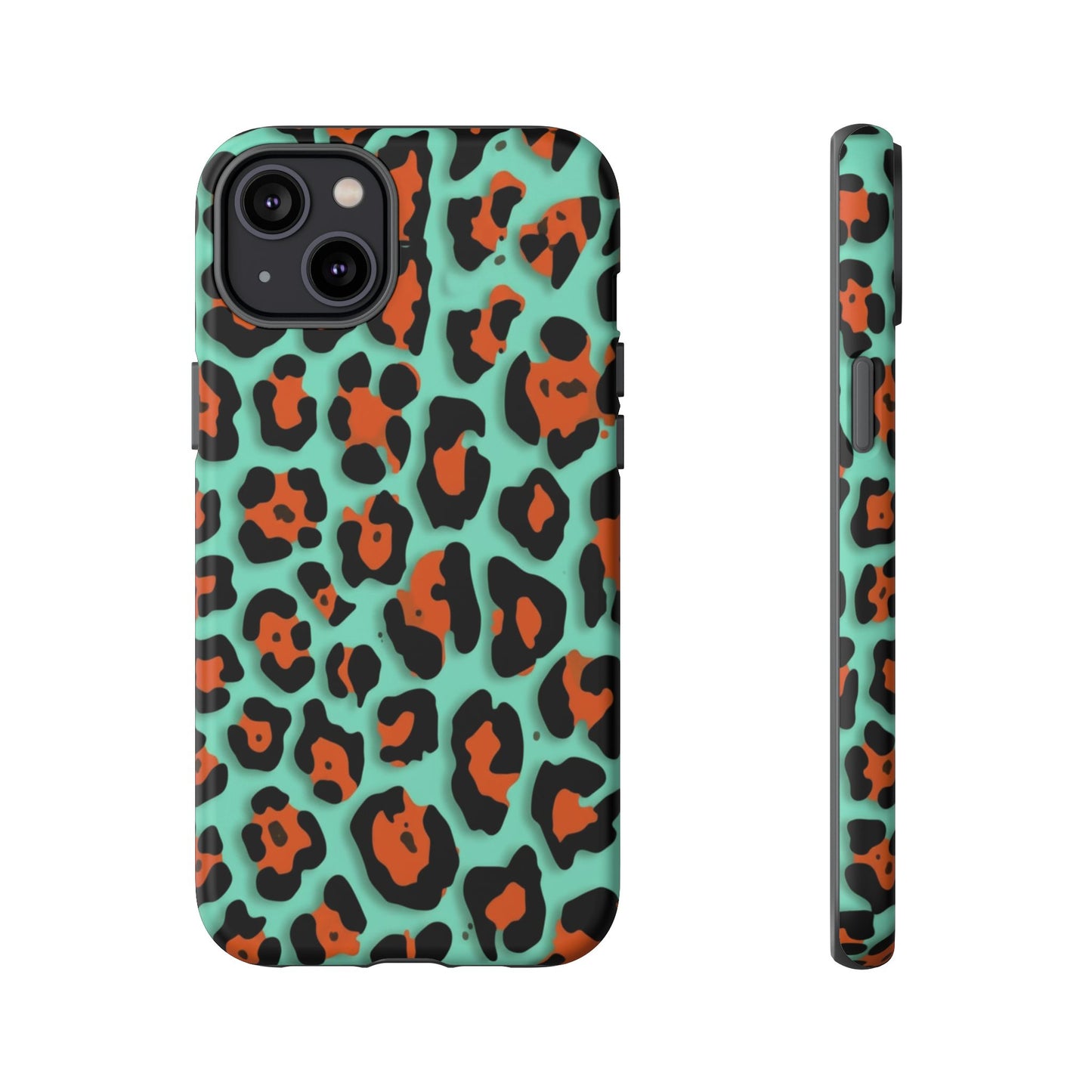 Teal & Rust Leopard Phone Case — Tough Protective Animal Print